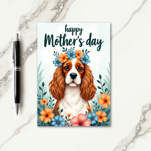 Spaniel Floral Mothers Day Card