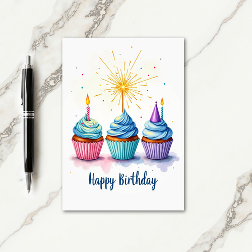 Sparkler Birthday Cupcake Card