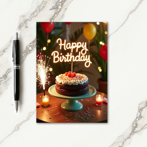 Sparkling Cake Birthday Card