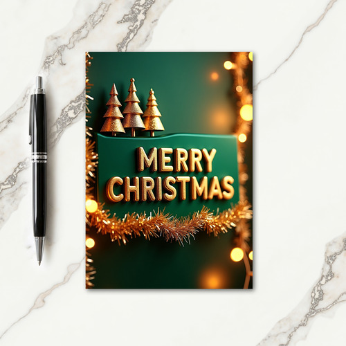Sparkling Gold Green Christmas Card