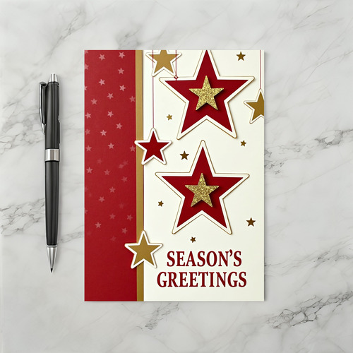 Sparkling Red Gold Christmas Card