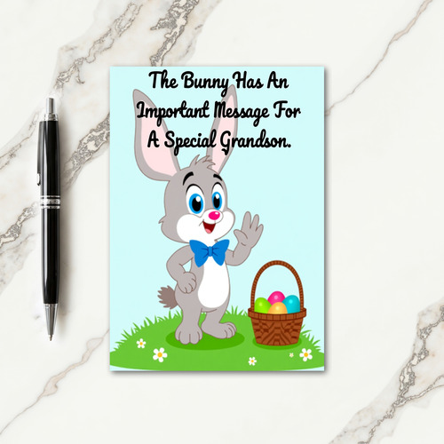 Special Grandson Bunny Message Card