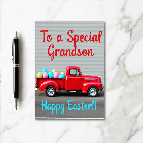 Special Grandson Easter Truck Card