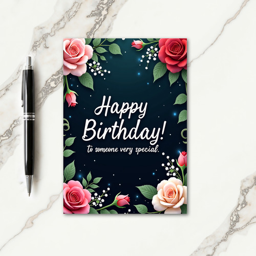 Special Rose Border Birthday Card