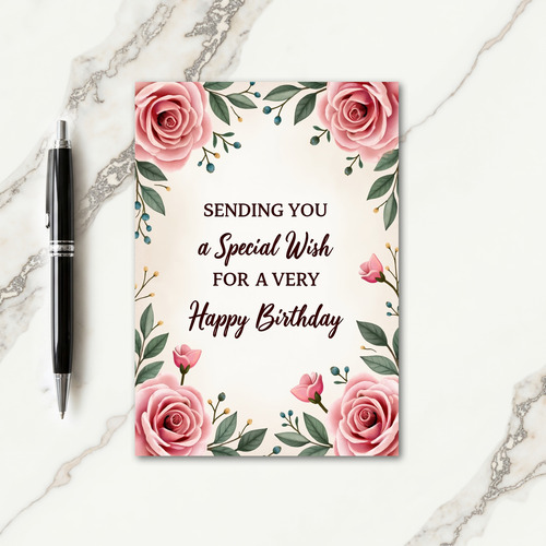 Special Wish Floral Birthday Card