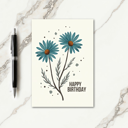 Speckled Teal Flower Card