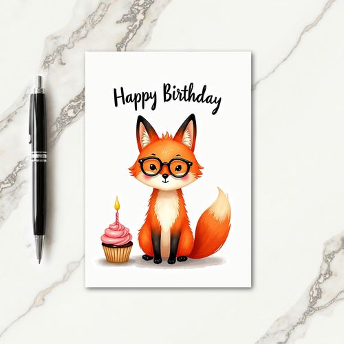 Spectacled Fox Birthday Card