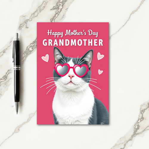 Spectacled Kitty Mothers Day Card