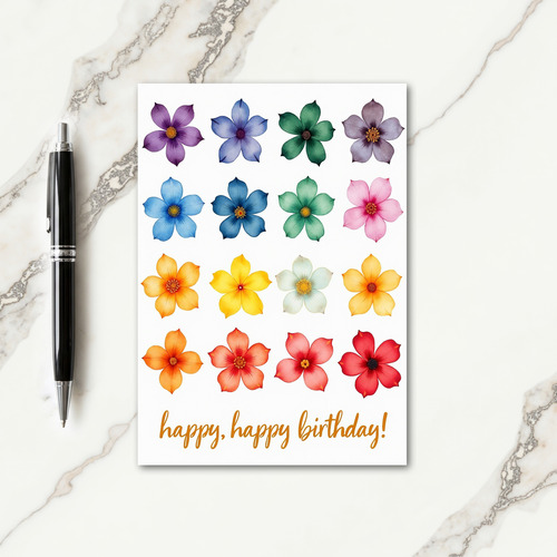 Spectrum Floral Birthday Card