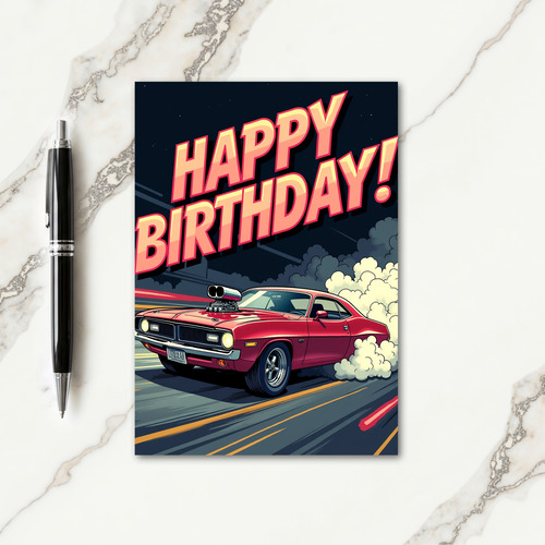 Speeding Car Party Card