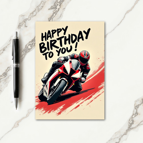 Speedy Birthday Motorcycle Art Card