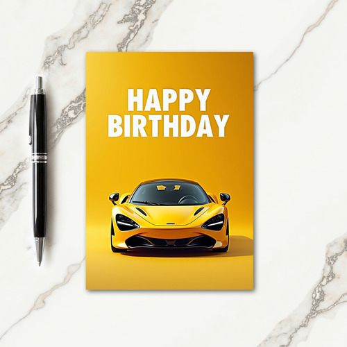 Speedy Birthday Yellow Car Card