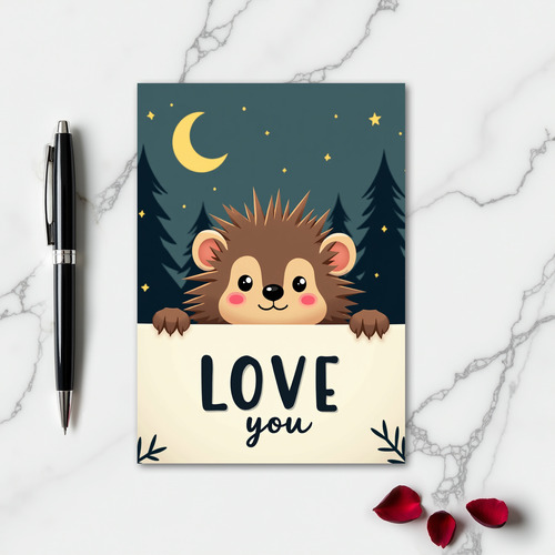 Spiky Hedgehog Love You Card