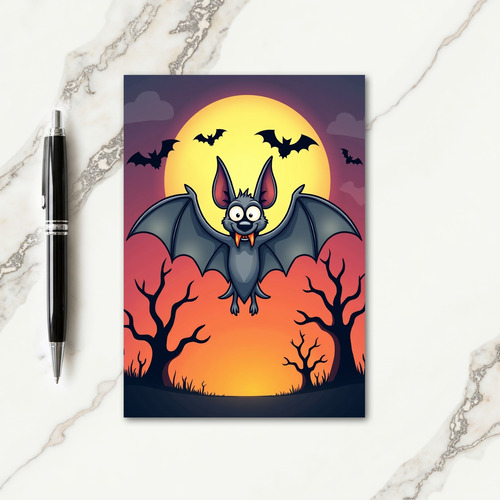 Spooky Bat Moonlit Night Card