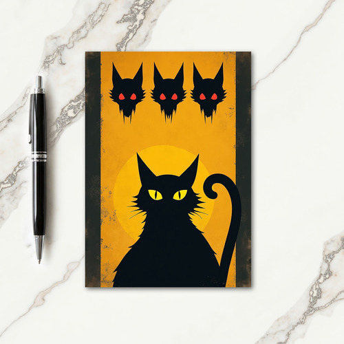 Spooky Black Cat Moon Card