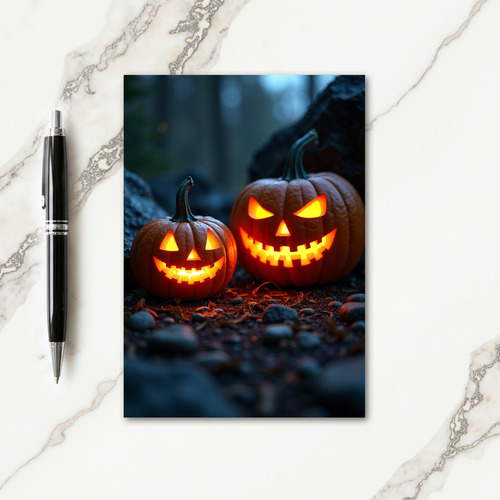 Spooky Glowing Pumpkins Card