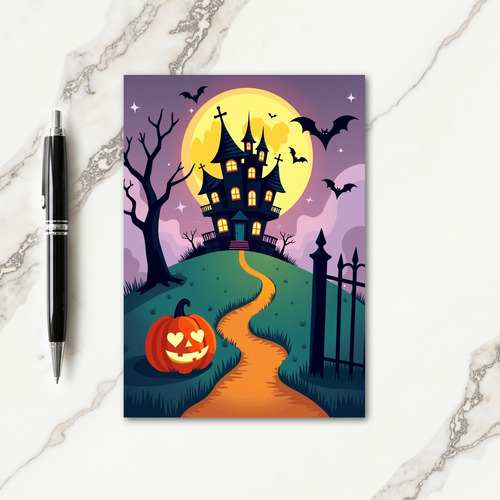 Spooky Manor Moonlit Night Card