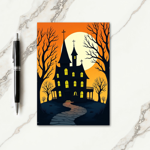 Spooky Mansion Moonlight Card