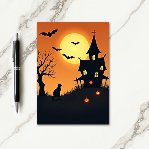 Spooky Mansion Moonlit Night Card