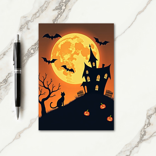 Spooky Moonlit Mansion Card
