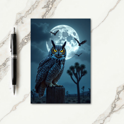 Spooky Owl Under Moon Card