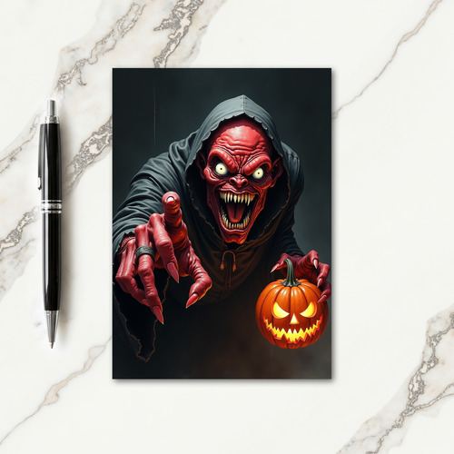 Spooky Red Demons Grin Card