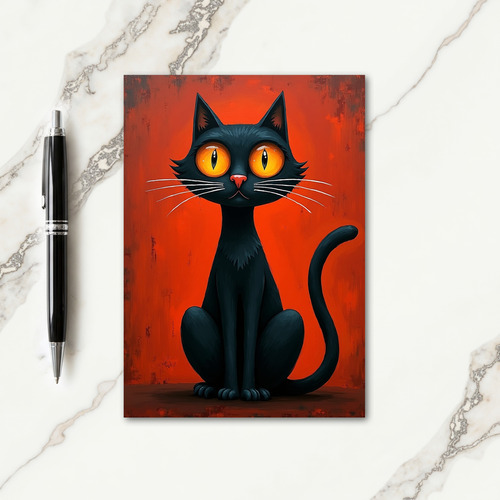 Spooky Stare Black Cat Card