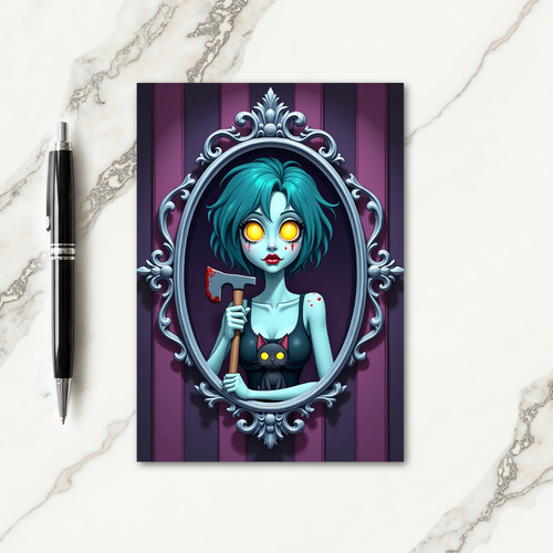 Spooky Teal Haired Gaze Card thumbnail