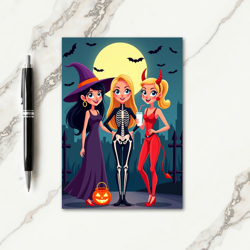 Spooky Trio Under Moonlit Sky Card