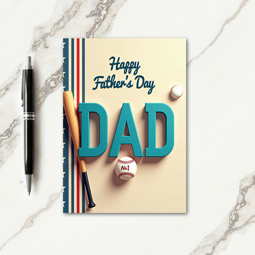 Sports Bat Fathers Day No 1 Card