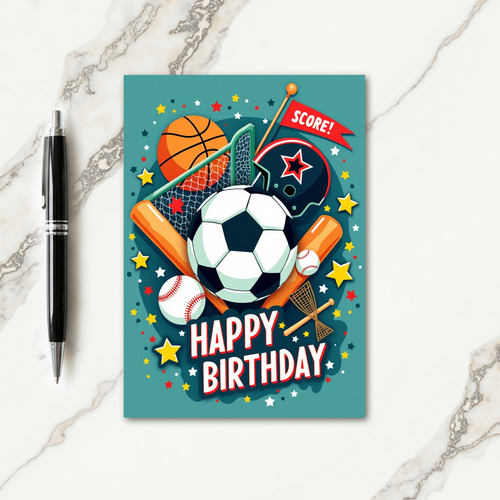 Sporty Birthday Game Card