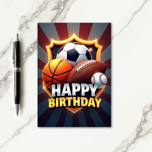 Sporty Shield Birthday Card