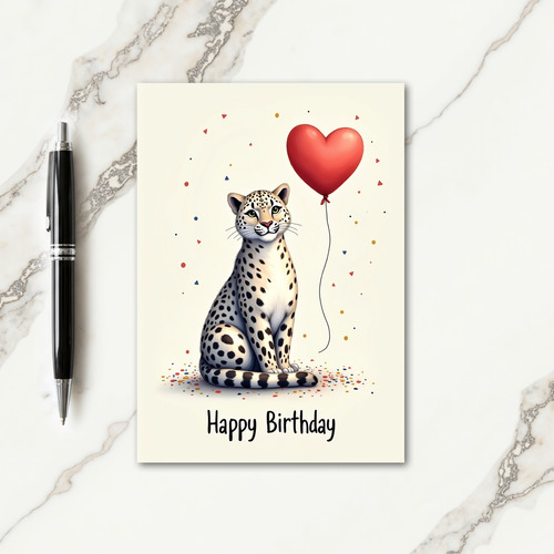 Spotted Cat Heart Balloon Card