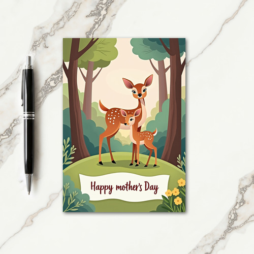 Spotted Deer Family Scene Card