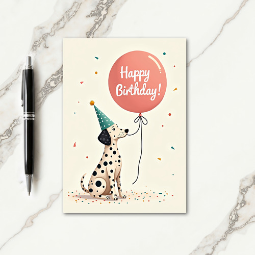 Spotted Dog Balloon Birthday Card