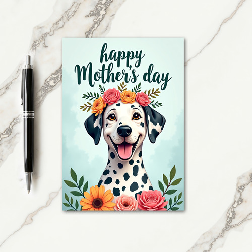Spotted Dog Floral Mothers Day Card