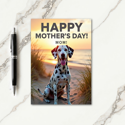 Spotted Dog Mothers Day Beach Card