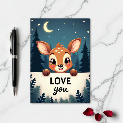 Spotted Fawn Love You Card