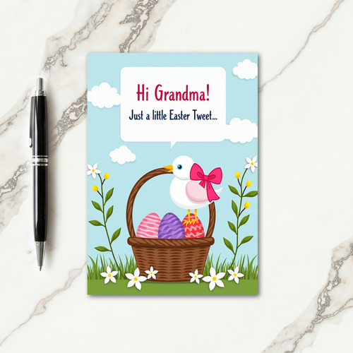 Spring Avian Basket Egg Card