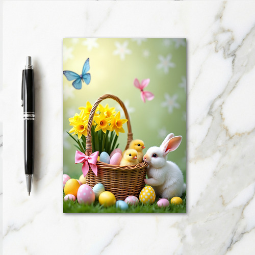 Spring Basket And Birds Card