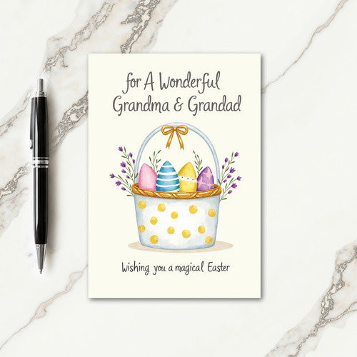 Spring Basket Decorated Eggs Card