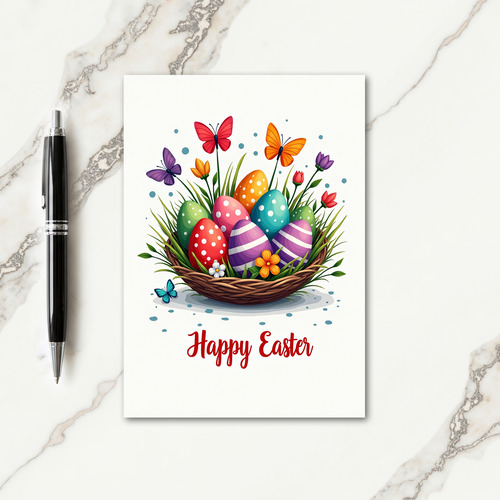 Spring Basket Egg Celebration Card