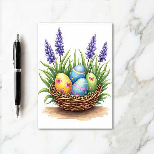 Spring Basket Eggs Greeting Card