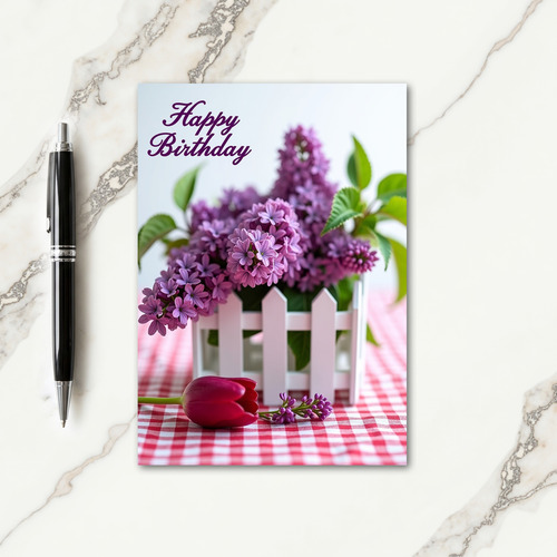 Spring Birthday Lilac Fence Card