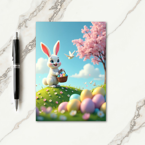 Spring Bunny And Eggs Card