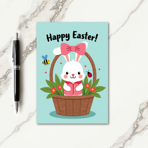 Spring Bunny Basket Celebration Card
