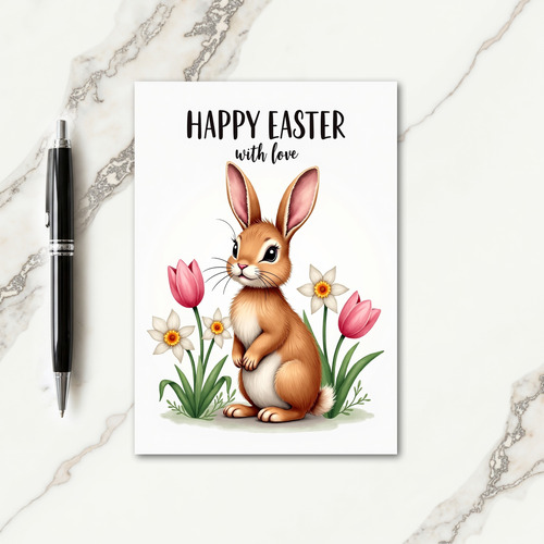 Spring Bunny Blooms Greeting Card
