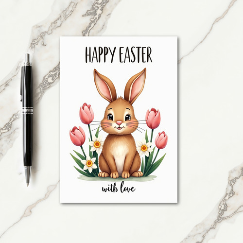 Spring Bunny Floral Scene Card