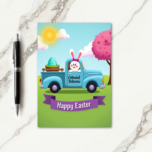 Spring Bunny Truck Delivery Card