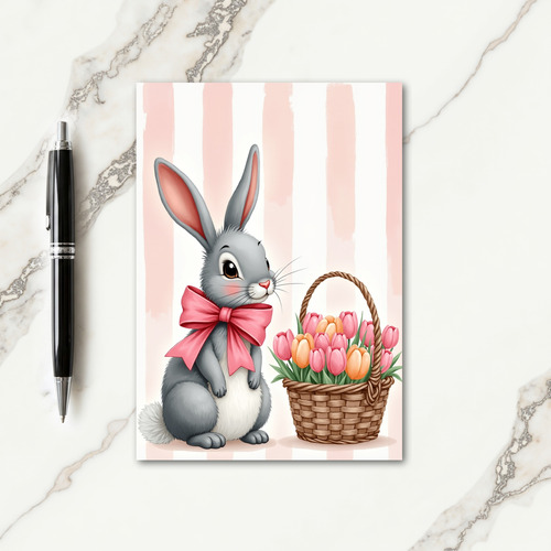 Spring Bunny Tulip Basket Card